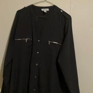 Woman’s dark grey Calvin Klein long sleeve blouse